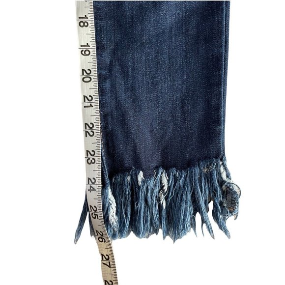 Just Black Denim Blue Straight-Leg Jeans W Fringe Hem Size 26 BP111J - Picture 10 of 11